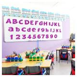 Colarr 216 Pcs Glitter Bulletin Board Letters for Classroom Numbers Alphabet Poster Board Letters with Adhesive Dots Punctuation Symbols Cutout Bulletin Board Display School Decor (Purple,4 Inch) - Re