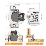 Chibery 2 Pack 12\ Overlay 3D Soft Close Concealed Hinge for Face Frame Door, Smooth Slow Self Closing Hinges, Satin Nickel, Hidden 105° Open Angle Stainless Steel Hinge for Kitchen Cabinet Door - Re