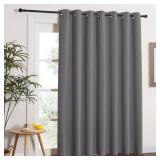 NICETOWN Grey Blackout Patio Sliding Door Curtains 84 inch Length, Grommet Room Divider Thermal Insulated Curtain Drapes for French DoorLiving Room (Gray, W100 x L84, 1 Panel) - Retail: $18