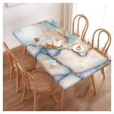 Fiokroo Natural Marble Texture Rectangular Tablecloth, 48\ L x 30\in W, Polyester, Waterproof, Dining Table - Retail: $16in