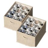 FHSQX 2 Pack Shoe Organizer for Closet,Foldable Shoe Organizer,Fits up to 24 Pairs,Storage Containers With Bottom Support for Shoes - Retail: $22