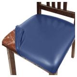 Lufyzora Pu Leather Dining Chair Seat Covers Set of 4, Waterproof Dining Seat Covers Stretch Chair Covers for Dining ChairsKitchen RoomHotel, Odorless Seat Covers for Kitchen Chairs (Blue- 4 PCS) - Re