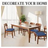 Lufyzora Pu Leather Dining Chair Seat Covers Set of 4, Waterproof Dining Seat Covers Stretch Chair Covers for Dining ChairsKitchen RoomHotel, Odorless Seat Covers for Kitchen Chairs (Blue- 4 PCS) - Re