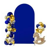 Albassa 7.2FT Arch Cover 2-Sided Spandex Fitted Arch Backdrop Cover Round Top Chiara Stand Covers for Baby Shower Birthday Party Wedding Decoration (Royal Blue, 7.2FT) - Retail: $20