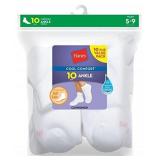 Hanes Womens Value, Ankle Soft Moisture-wicking Socks, Available In 10 And 14-packs Athletic-socks, White - 10 Pack, 8-12 US - Retail: $6