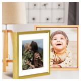 7x7 Picture Frame, Brass Metal Square Photo Frames with HD Glass, Fits 6x6 with Mat or 7 x 7 without Mat, Display for Wall and Table, 1 Pack - Retail: $14