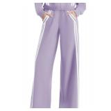 Casly Lamiit Womens SweatTrack Stripe Sweatpants Trendy Travel Athletic Clothing Violet M JUST SWEATPANTS - Retail: $50