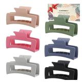 6 Pack Square Claw Clips for Women Girls, 3.5\ Medium Non-slip Rectangular Matte Claws Strong Jumbo Hair Styling Accessories for Thin Hair - Retail: $335in