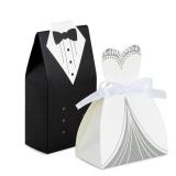 BEISHIDA Wedding Favor Boxes - Small Bride and Groom Candy Boxes for Bridal Shower Decorations - 50pcs (2Pk) - Retail: $9