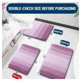 OLANLY Luxury Toilet Rugs U-Shaped 24x20, Extra Soft and Absorbent Microfiber Bathroom Rugs, Non-Slip Plush Shaggy Bath Mat, Machine Wash Dry, Contour Bathroom Mats for Toilet Base, Pinkish-Purple - R