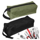 Haikole Tool Pouch Bag 2 Pcs Canvas Tool Pouch,Multi-Purpose Tool Bags, Multi-Purpose Small Zipper Tool Pouchs,Screwdriver Tool Bag Set for Organizer Storage Various Electrician Tools (2Color 2Pcs) - 