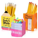 AmazingSpark 3 Pcs Pencil Shaped Holder Sharp and Eraser and Dull Holder Wooden Dispenser Pencil Storage Organizer for Back to School Management Organization (Classic) - Retail: $15