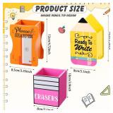 AmazingSpark 3 Pcs Pencil Shaped Holder Sharp and Eraser and Dull Holder Wooden Dispenser Pencil Storage Organizer for Back to School Management Organization (Classic) - Retail: $15