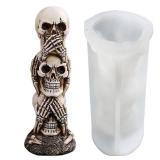 3D Skull Silicone Candle Mold, Skeleton Epoxy Resin Casting Mold,Silicone Soap Molds Chocolate Candy Cake Decor Plaster Clay Mould (3 in 1) - Retail: $17
