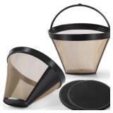 BIMYJ Reusable Coffee Filters 4 for Permanent Filter for Ninja Coffee Maker for Cuisinart Filter Basket Replacement (2 Coffee Filters and 2 Coffee Coasters) - Retail: $9