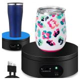 YVV Motorized Rotating Display Stand,Turner Cup Platform for Epoxy Glitter Tumbler, 360 Automatic Mute Rotating Turntable, Tumbler Making Supplies Spinner, Base for Product Video Show ,Balck 4.72in - 