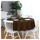 FOLINSandHOME Brown Round Tablecloth 48 Inch Waterproof Heavy Duty Wrinkle Free Polyester Fabric Circle Table Cloth Spillproof Washable Wipeable Circular Table Cover for Party, Banquet, Wedding, Dinin