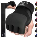WYOX Gel Boxing Hand Wraps Inner Gloves for Men and Women, 80cm Quick Wrist Straps, Padded Knuckle Protection for Muay Thai Kickboxing, Hand Wraps for Boxing and Martial Arts (Black, XS) - Retail: $21