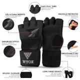 WYOX Gel Boxing Hand Wraps Inner Gloves for Men and Women, 80cm Quick Wrist Straps, Padded Knuckle Protection for Muay Thai Kickboxing, Hand Wraps for Boxing and Martial Arts (Black, XS) - Retail: $21