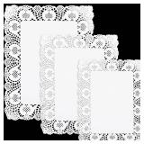 Youyole 150 Pcs Assorted Sizes Paper Doilies for Food 3 Sizes White Lace Rectangle Paper Doilies for Table Wedding Birthday Cakes Desserts Food Decoration, 10.24 x 7.48 Inches - Retail: $17