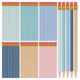 TecUnite 60 Pcs HB Pencils #2 Unsharpened Wood Cased Pencils with Eraser Hexagonal Pencil Cute Graphite No 2 Pen for Adults Gifts Exam School Office Sketching Learning(Morandi Colors, Gold) - Retail: 