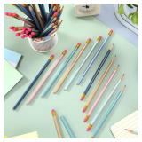 TecUnite 60 Pcs HB Pencils #2 Unsharpened Wood Cased Pencils with Eraser Hexagonal Pencil Cute Graphite No 2 Pen for Adults Gifts Exam School Office Sketching Learning(Morandi Colors, Gold) - Retail: 