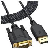 DteeDck DisplayPort to VGA Cable 10ft, DP Display Port to VGA Adapter Cable Converter Male to Male Braided Cord for Monitor Desktop Laptop Display Projector HDTV - Retail: $12