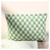 SOIDRAM 2 Pcs Checkered Makeup Bag Large Cosmetic Bag Toiletry Bag Makeup Pouch Travel Bag Organizer Cute Makeup Brushes Aesthetic Accessories Storage Bag for Women Green - Retail: $12