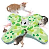 VIWIK Interactive Cat Toys for Indoor Cats, Hide and Seek Moving Feather Toy for Bored Adult Cats with Suction Cup and Cover, Automatic Kitten Wand Toy, Cat Enrichment Toys for All Breeds Green (used)