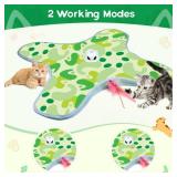 VIWIK Interactive Cat Toys for Indoor Cats, Hide and Seek Moving Feather Toy for Bored Adult Cats with Suction Cup and Cover, Automatic Kitten Wand Toy, Cat Enrichment Toys for All Breeds Green (used)