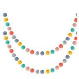 Boao 2 Pieces Wool Felt Ball Garland Colorful Pom Pom Garland Handmade 6.5 Feet Long 24 Balls Felt Banner for Wall Christmas Tree Decoration (Cute Colors) - Retail: $13