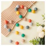 Boao 2 Pieces Wool Felt Ball Garland Colorful Pom Pom Garland Handmade 6.5 Feet Long 24 Balls Felt Banner for Wall Christmas Tree Decoration (Cute Colors) - Retail: $13