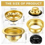 Norme 5 Pcs 3-12 Inch Gold Kitchen Sink Drain Strainer Assembly Garbage Disposal Splash Guard Garbage Disposal Flange Stopper Plug Stainless Steel Sink Drain Strainer Replacement Accessories Kit - Ret