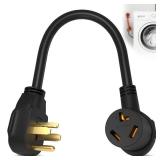 3 Prong to 4 Prong Dryer Adapter, 1.5FT Dryer Plug Adapter 3 to 4 Prong Outlet Cord Converter, NEMA 14-30P to 10-30R 10AWG Copper Wire 30A 250V Flexible DIY Dryer Connector for Home Laundry - Retail: 