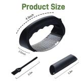 Garlic Press Rocker, Stainless Steel Garlic Mincer Crusher, Mincer Tool Stainless Steel With a Garlic Peeler Tool With 2 Peelers, 2 Scrapers, And 2 Brushes For Squeezes, Extracts, Crushes