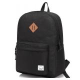 VASCHY Lightweight Backpack for School, Classic Basic Water Resistant Casual Daypack for Travel with Bottle Side Pockets (Black) - Retail: $20