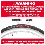 Ultraverse Bike Inner Tube for 700x23-25c, 28 inch Bicycle Wheel Sizes with 48mm Presta Valve - Butyl Rubber Tubes for Road and Gravel Bikes - 2 Tubes with 2 tire levers Included - Retail: $16