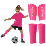Syhood Soccer Shin Guards for Kids Youth Teens Adults Shin Pads and Sock Sleeves for 3-15 Years Old Children Boys Girls Protection Gear EVA Cushion Protection for Soccer Football Game(M,Pink) - Retail