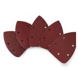 Jamiikury 50pcs Mouse Sander Sandpaper Assortment Kit, 5 Hole Detail Sander Sandpaper Palm Sander Paper Mouse Sanding Pads Hook and Loop Sanding Sheets - 4080120180240 Grit - Retail: $10