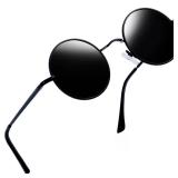 Joopin Polarized Round Sunglasses Circle Sun Glasses UV Protection Circular Shades for Men Women Costume (Black Simple Packaging) - Retail: $13