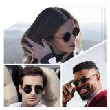 Joopin Polarized Round Sunglasses Circle Sun Glasses UV Protection Circular Shades for Men Women Costume (Black Simple Packaging) - Retail: $13