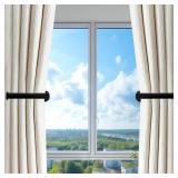 2 Pack Adhesive Metal Curtain Hooks and Tiebacks - No Drill L Shaped Holdbacks, Wall Holders for Drapes - Black Decorative Decor for Home Office - Retail: $10