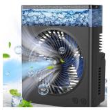 JINLICTE Portable Misting Fan, 8000mAh 8-Inch Rechargeable Water Cooling Mist Fan with 600mL Water Tank, Quiet USB Battery Powered, Perfect Cooling for Camping Home Outside Office - Retail: $31