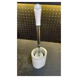 Modern White Toilet Brush with Holder Set - Retail: $15