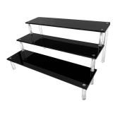 Acrylic Riser Black Acrylic Shelf Riser 3 Tier Perfume Organizer Cologne Display Stand Large Cupcake Stand Shelf for Funko POP Desserts Holder Collection Cosmetic Products Tabletop Use 12\X8\inX6\in -