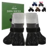 EXPAWLORER Anti Slip Dog Socks to Prevent Licking Paws, Dog Shoes for Hot Pavement, Dog Booties for Hardwood Floors, Dog Boots and Paw Protectors with Grippers for Small Medium Large Senior Dogs M - R