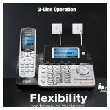 VTech DS6151-2 2 Handset 2-Line Cordless Phone System for Home or Small Business with Digital Answering System and Mailbox on Each line, Silver - Retail: $99