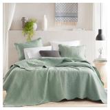 Madison Park Tuscany Quilt Set-Casual Damask Stitching Design Lightweight Coverlet Bedspread Bedding, Shams, KingCal King(108\x96\in), Medallion Seafoam 3 Piece - Retail: $57in