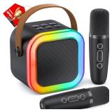 Mini Karaoke Machine for Kids Adults, Portable Bluetooth Speaker with 2 Wireless Karaoke Microphones,2025 TOP Birthday Gifts Toys for Boys 3,4, 5, 6, 7, 8+Years Old Toddler Karaoke Player(Black) - Ret
