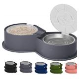 Newget Stainless Steel Dog Bowl Set with Lids, 304 Metal Dual Food and Water Bowls for Dogs and Cats, Foldable Pet Feeder with Cover Keeps Food Fresh, Anti-Skid Dog Dish for SmallMediumLarge Pets - Re